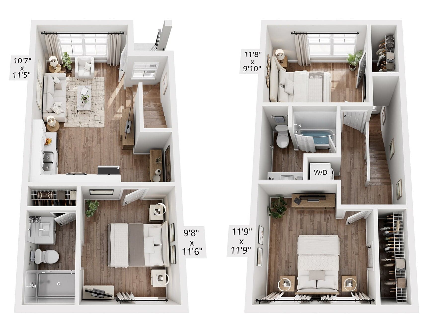 3D floor plan of the Pointe Grand Island View TH1 Townhome - 3 Bed / 2 Bath home