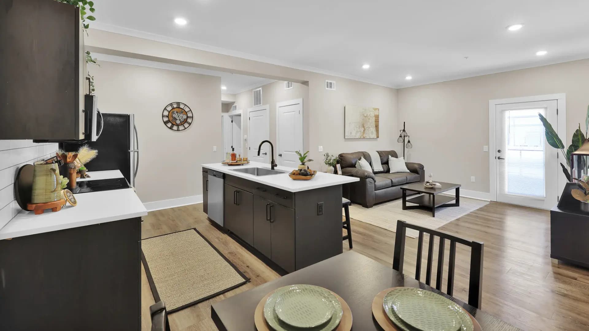 Living room in a Pointe Grand apartment home